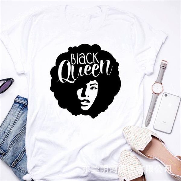 

black queen print t shirt women short sleeve o neck loose tshirt women tee shirt female clothes camisetas mujer, White