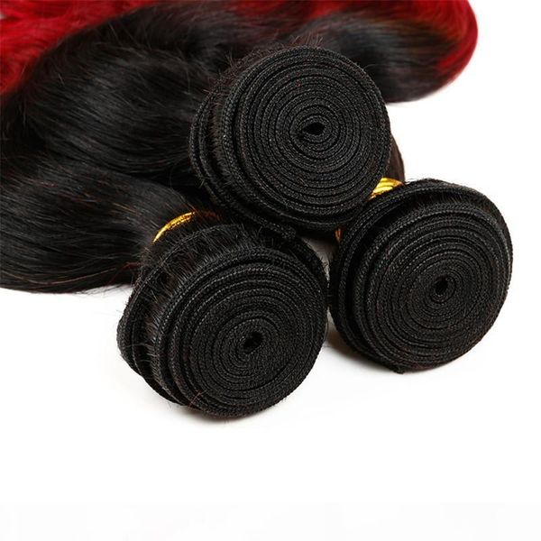 

body wave hair bundle 100% human peruvian hair ombre color t1b 99j 100g pc&3pcs lot , dhl, Black