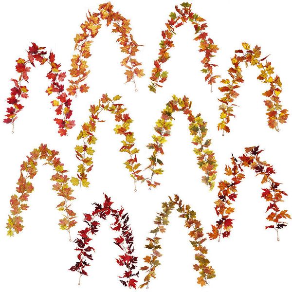 

rattan artificial yellow vine autumn 180cm maple leaf hanging decoration halloween thanksgiving fake leaves 8i9b