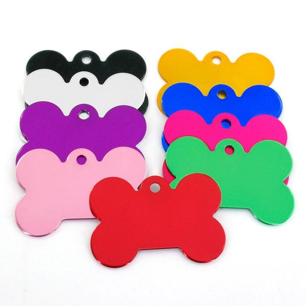 

20pcs/lot dog collar accessories alumilum pet puppy dog tag personalized bone name phone id tags customized doub bbyief