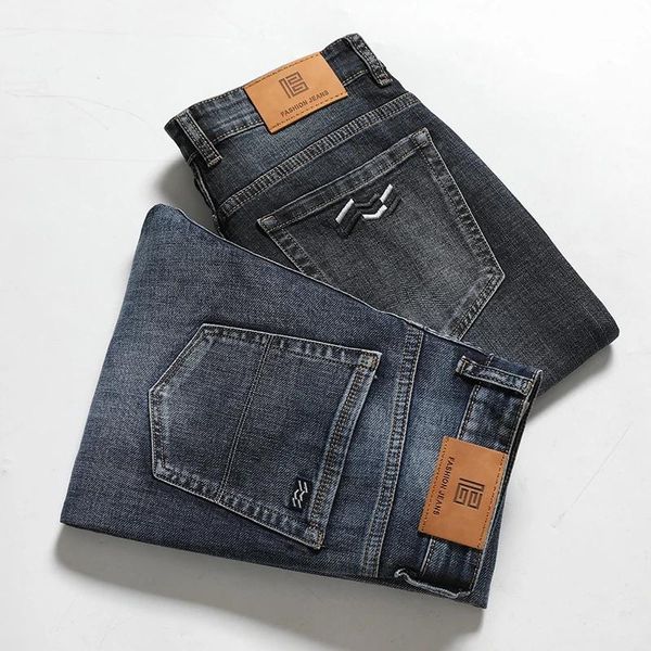 

2021new young men's slim straight jeans men clothing high-quality cotton stretch comfortable fashion classic men denim pants, Blue