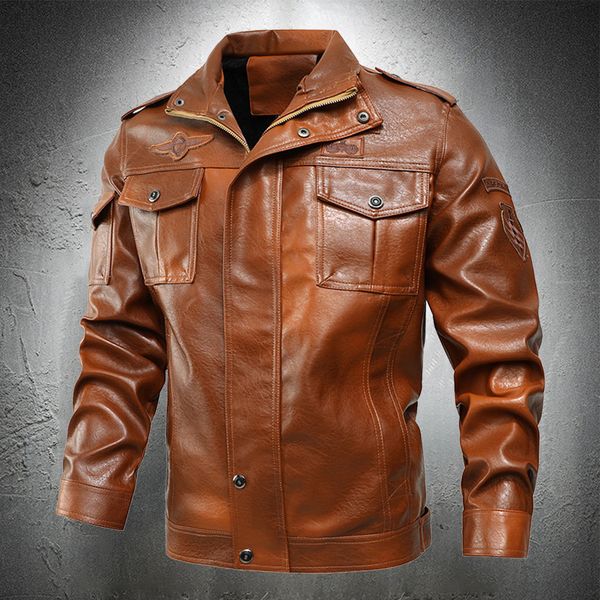

male motorcycle vintage plutonium biker leather turn-down collar jacket autumn fashion man streetwear plus, Black;brown