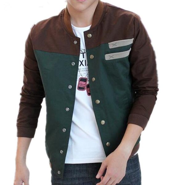 

new autumn korean men jacket cultivate one's morality short paragraph color matching collar jacket male baseball uniform m-7xl, Black;brown