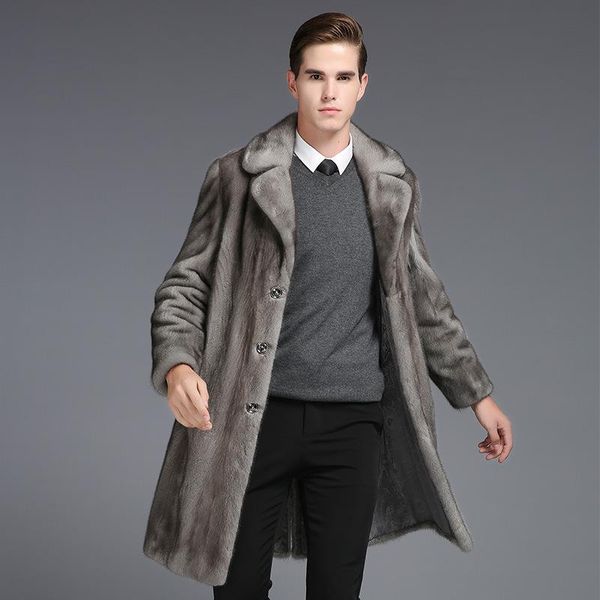 

jaqueta couro masculina male winter warm male man-made fur overcoats single breasted mens outwears s/6xl new d368, Black