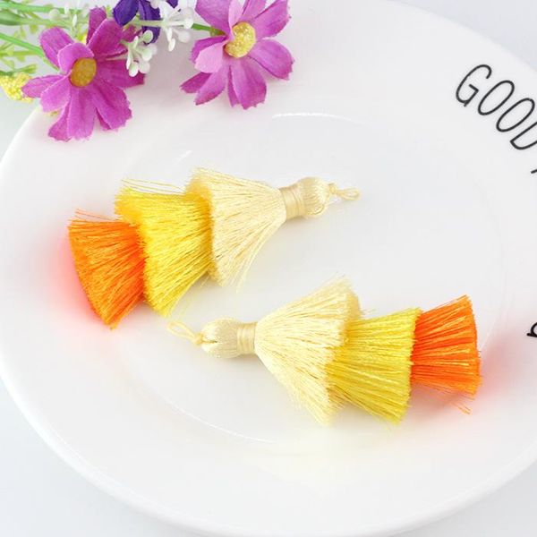 

12 шт. лот 7 см три слоя перекрывающиеся кисточки шелковый край швейная кисточка отделка декоративных ключевых кисточек для занавески для ук
