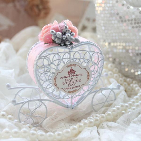 

gift wrap iron carriage wedding candy box with ribbon for decor,heart-shape