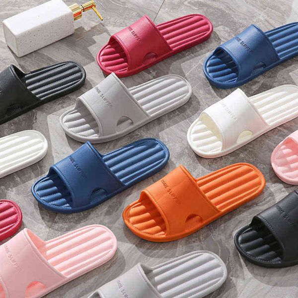 

women indoor bath non-slip home deodorant soft bottom slippers new simple summer sandals for men couple bathroom slippers 1pair y220214, Black
