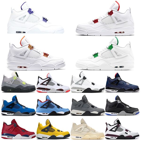

2021 mens basketball shoes 4 4s metallic green metallic orange cool grey lightning designer sports basketball sneakers size 40-47