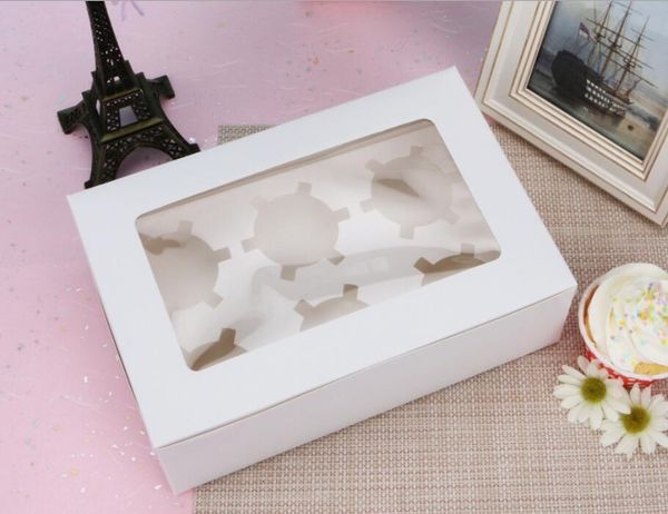 

uqds0u white cupcake boxes 2021 brown kraft windowed paper box gift packaging for wedding festival party 6 cup cake holders customized n