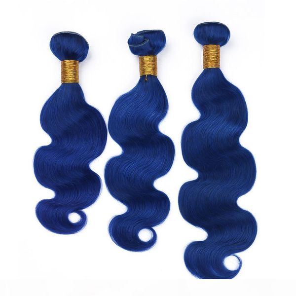 

malaysian dark blue body wave human hair weaves double wefted pure blue color 3bundles body wavy human hair extensions malaysian virgin hair, Black