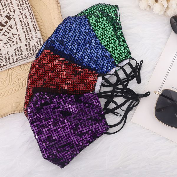 

mouth with valve pm2.5 cotton filter sublimation rhinestone adjustable reusable washable for sequin face mask