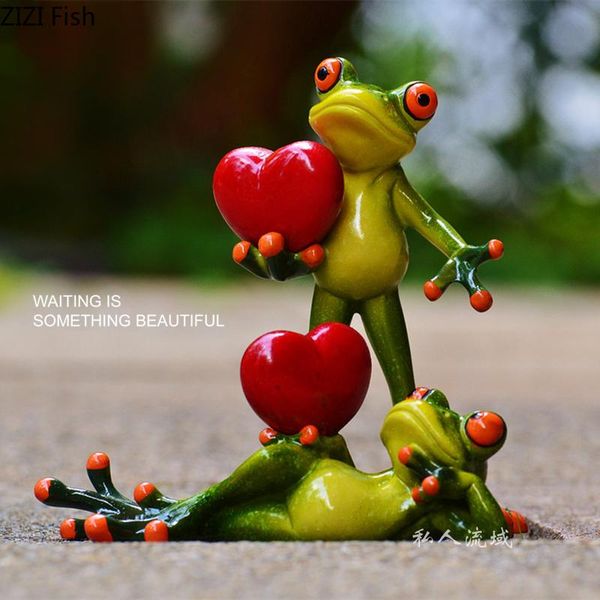 

decorative objects & figurines pastoral courtyard resin love frog sculpture decoration living room bookcase deskcute animal statue craft