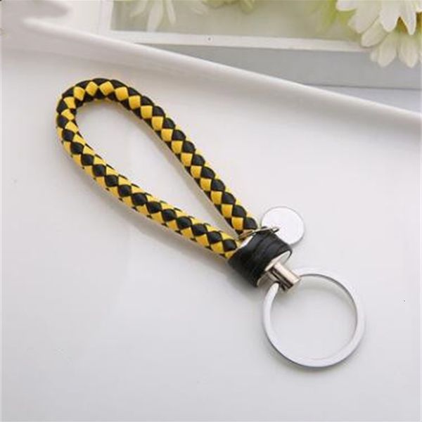 

leather keychain pendant chain holder car pu keyrings braided woven rope key chains bag jewelry fashion christmas gift l, Silver