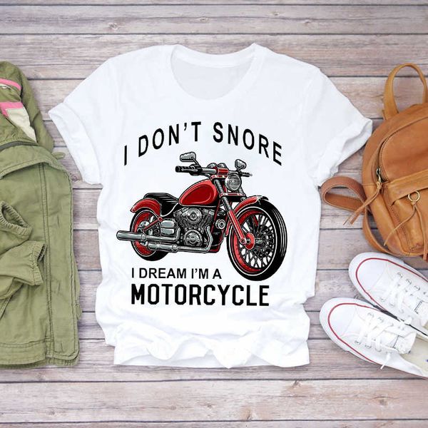 

women's 2020 summer motorcycle funny cute print cartoon ladies women graphic female t-shirt, White