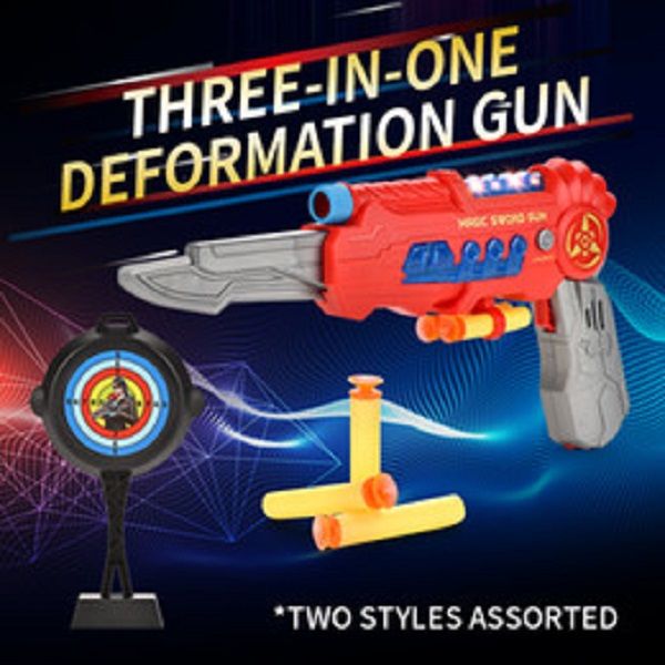 

kid toy 3in 1 deformation gun shooting toy magic bullet soft gun boy girl baby toy gift