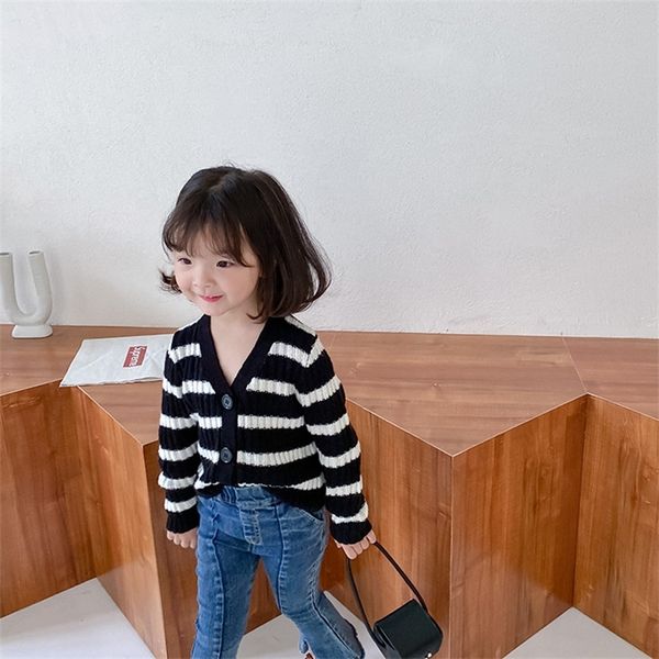 

весна осень детские девушки вязаные полосы кардиоганов детей тонкие мягкие сочетания с v-образным вырезом однобортных свитеров 201211, Blue