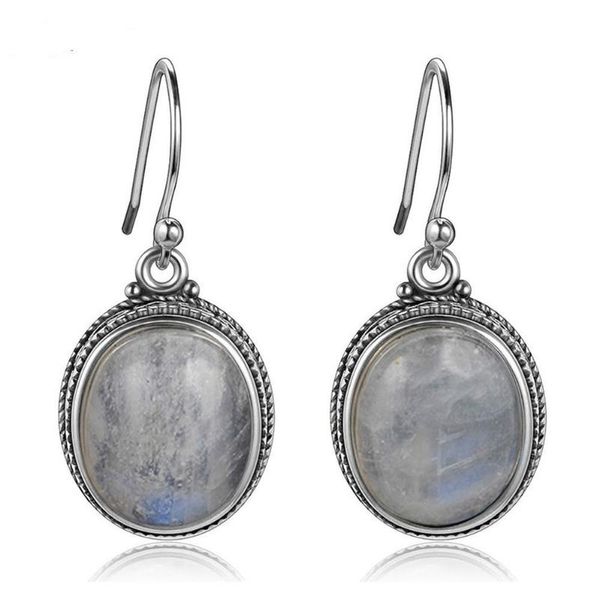 

dangle & chandelier 10x12mm vintage oval natural moonstone drop earrings for women girls 925 sterling silver earring fine jewelry engagement