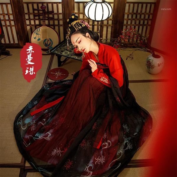 

red hanfu women ancient dance costume festival outfit tang dynasty hanfu dress cosplay performance clothing stage costume bl20451, Black;red