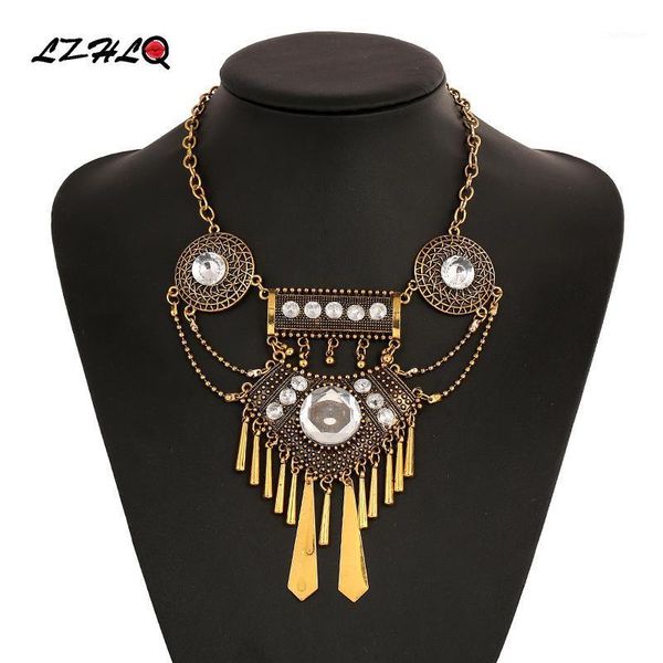 

lzhlq women vintage clavicle necklace round rhinestone carving necklaces long tassel sweater chain geometric metal brand jewelry1, Silver