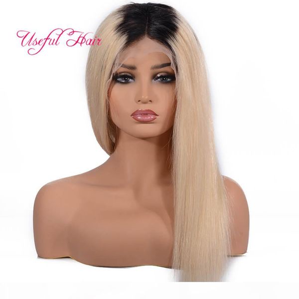 

human blonde hair lace front wigs1bt613 straight hair wigs ombre blonde lace front wigs human hair lace front wig long, Black;brown