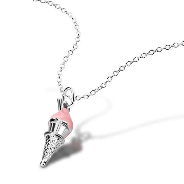 

chains women girls fashion cute pink cream pendant sterling silver 925 necklace chain jewelry christmas birthday gifts