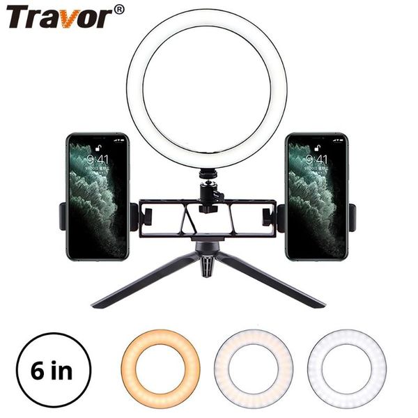 

6 inch selfie ring light with mini tripod table lamp led ring lamp studio live for makeup youtube video camera light