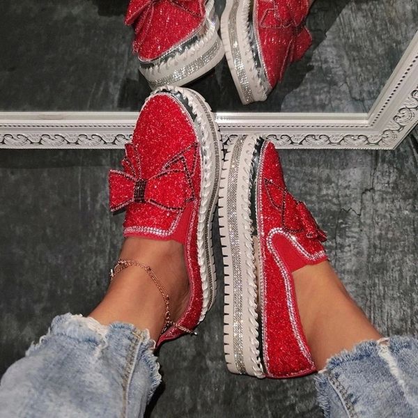 

Luxucy Crystal Flats Sneakers Women Fashion Rhinestone Platform Casual Shoes Spring Summer Ladies Flat Loafers 43 #By53