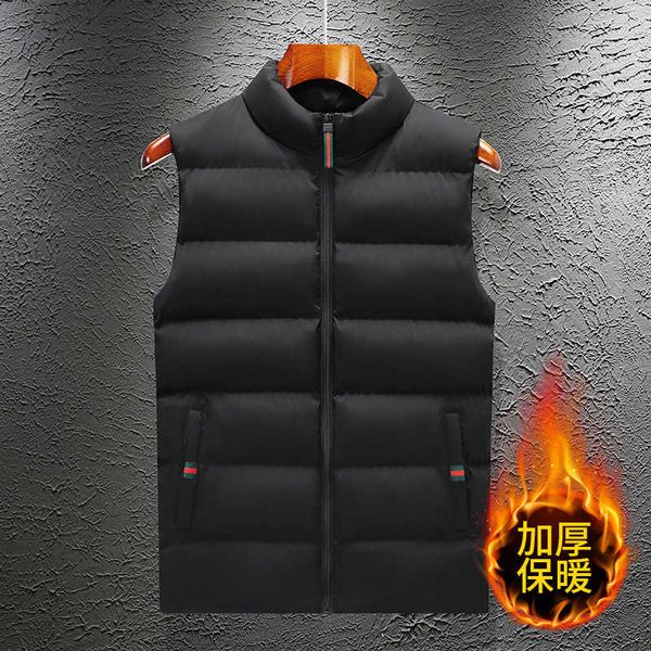 

men's autumn and winter korean trend slim sleeveless thickened warm down cotton vest jacket, Black;white