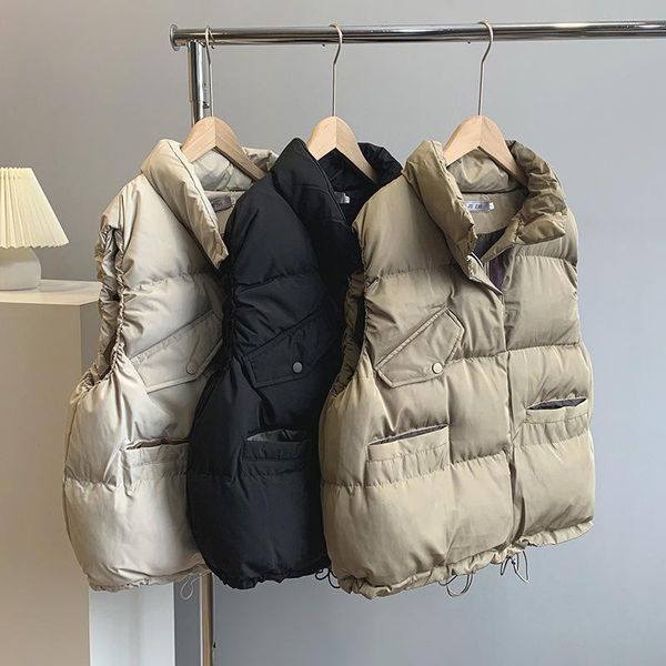 

women's vests 2021 parka vest puffy coat autumn and winter cotton korean style fashion loose short cotton-padded, Black;white