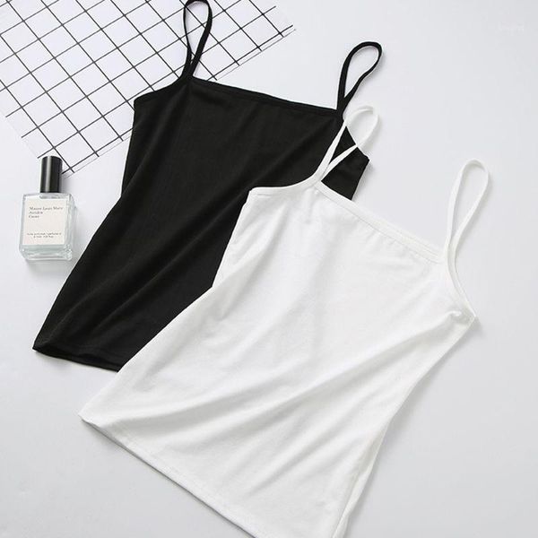 

women girls milk fiber tank off shoulder spaghetti strap solid camisole vest1, White