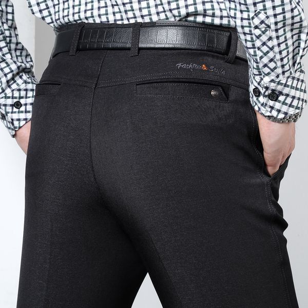

autumn suit pants men loose straight dress pants social thick pants black formal business male wedding dress casual trousers 201106