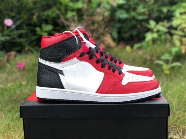 

2021 authentic 1 high og wmns satin snake dress shoes men women gym red white-black 1s outdoor sports sneakers with original box