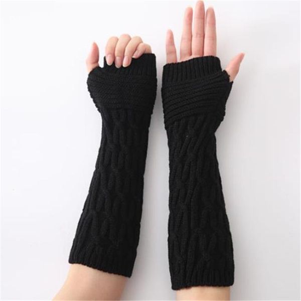 

women' knitted long hand gloves warm embroidered winter gloves fingerless for women girl guantes invierno mujer luvas, Blue;gray