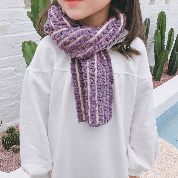 

size 95*17cm small eight character wrinkled autumn winter girls scarf new baby bubble towel soft comfortable warm, Blue;gray