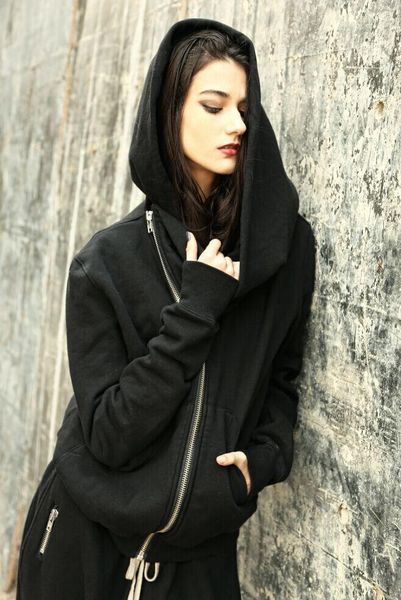 

ro wizard gothic black winter coat streetwear zipper hoodie hip hop jacket men women unisex1, Black;brown