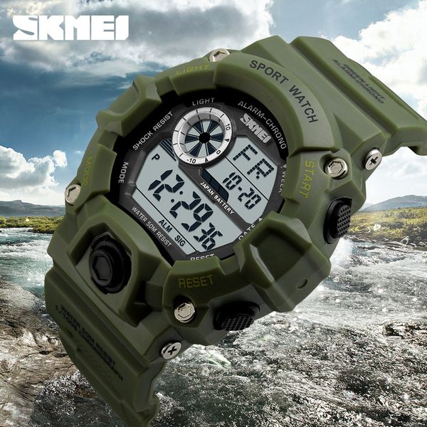 

skmei manufacturer mens outdoor sports waterproof watch multifunctional mountaineering student electronic watch, Slivery;brown