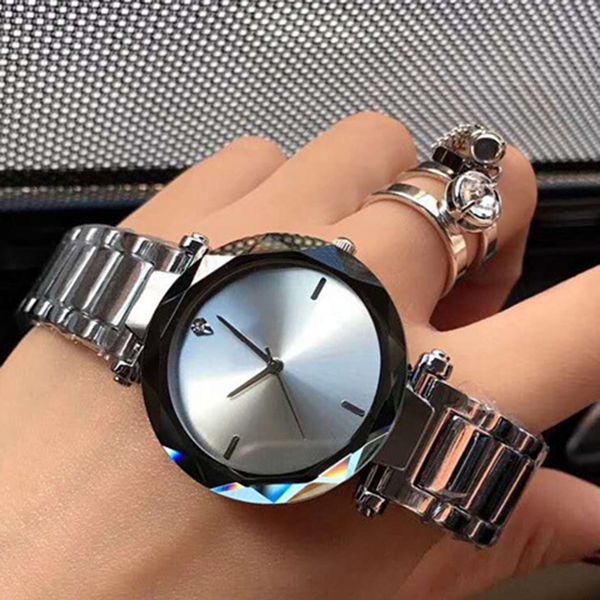 

luxury new fashion stainless steel waterproof gift clock brand women's dress watch stainless steel quartz drill 34mm watch wholesale, Slivery;brown
