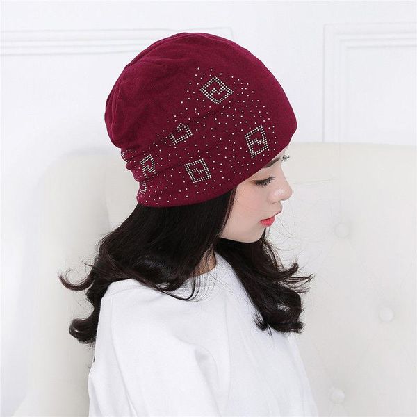 

beanie/skull caps spring autumn rhinestone headdress thin cap peaked bucket hat beanie bonnet panama chapeau for women, Blue;gray