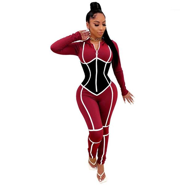 

womens romper slim hooded designer womens jumpsuits fashion contrast color womens skinny clothing panelled designer, Black;white