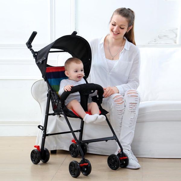 

lightweight baby stroller portable small child hand push pocket folding can sit and lay one-button baby cart infant carriage1