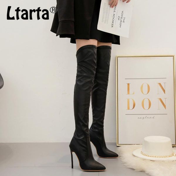 

ltarta 2020 winter women's boots thigh boot over the knee thin high heel amatch slim women's leather cwf-yxb226, Black