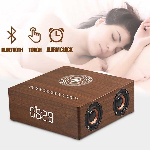 

other clocks & accessories q5a wireless blue tooth speaker wooden home intelligent touch alarm clock high power mobile phone audio compute1