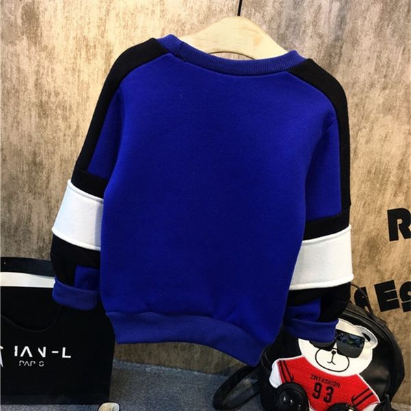 

children's sweatshirts new fashion winter baby boys long sleeve stitching thick pullover kids cotton clothes 2-7years y200901, Blue