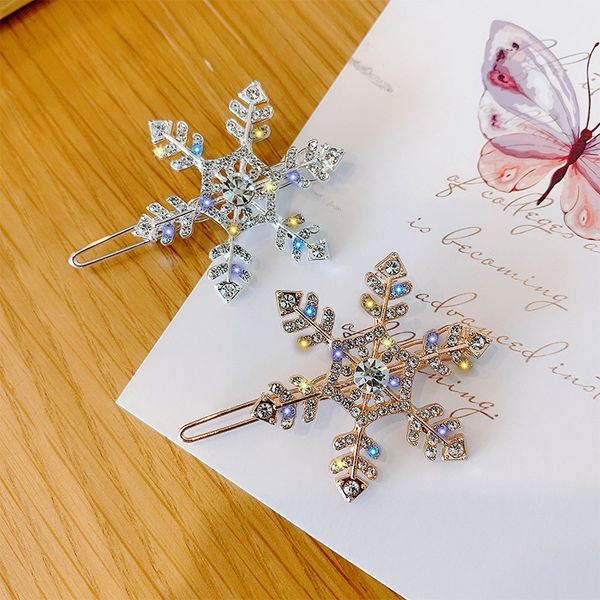 

s1991 fashion jewelry women's girls rhinstone snowflake barrette hairpin hair clip headdress hair clip bobby pin lady barrettes, Golden;silver