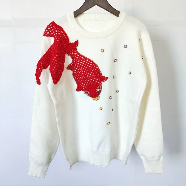 

130 2021 autumn brand same style regular long sleeve crew neck blavk white kint sweater women clothes mihonh0, White;black