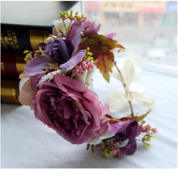 

new bridal flower headband wreath hairband bridesmaid headdress party flower hair accessories wedding flower crown qylvpu