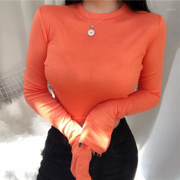 

aossviao long sleeve thin t-shirt see through c women fashion streetwear party club female t shirt 2021 summer1, White
