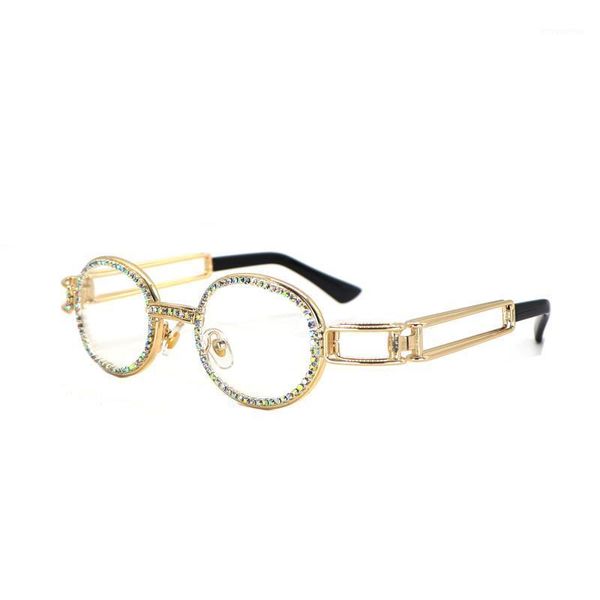 

oval sunglasses hip hop retro round sun shades women vintage steampunk sun glasses men clear lens rhinestone oculos uv4001, White;black