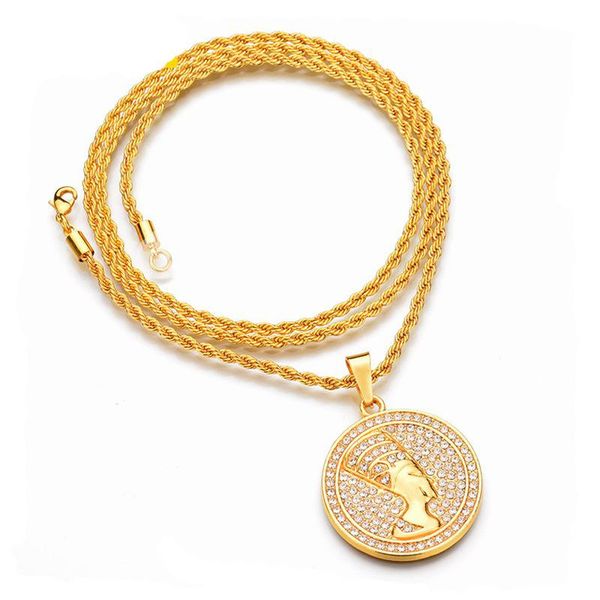 

new explosion ancient egyptian sphinx pharaoh head pendant necklace golden jewelry african gift, Silver