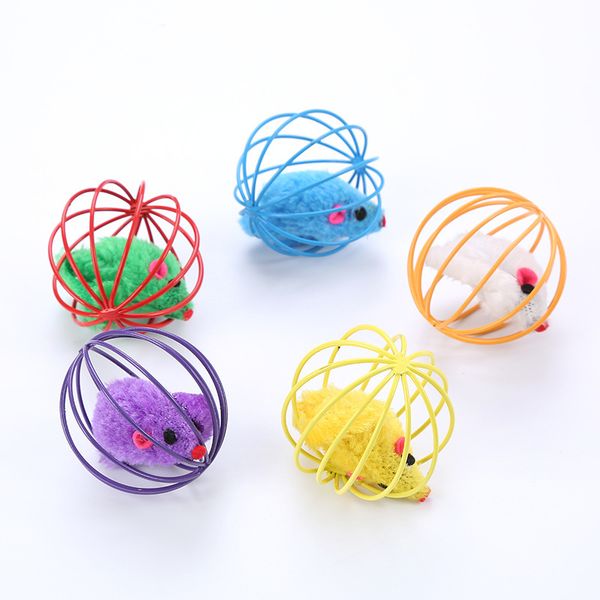 

new exciting candy - color cage mouse interactive training toy cat pet supplies wholesale